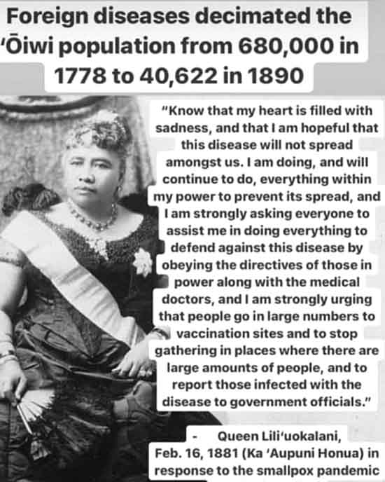 Queen Liliuokalani urges Oiwi population, Native Hawaiian, to get vaccinated